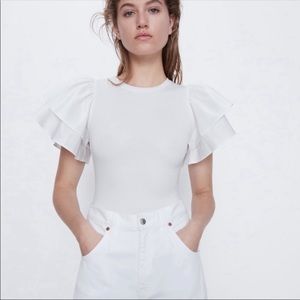 White Puff Sleeve Bodysuit